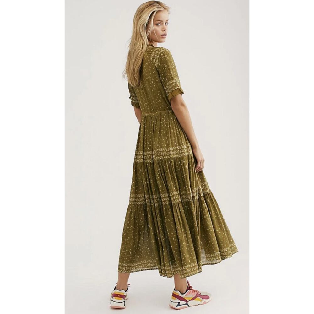 Free People XS Rare Feelings Midi Dress in Green - Picture 11 of 11
